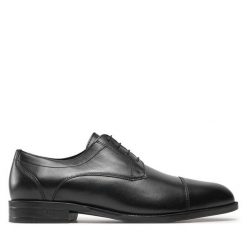 Półbuty BOSS. Czarne eleganckie półbuty Boss, bez wzorów, bez obcasa, bez zapięcia. Za 759.99 zł.