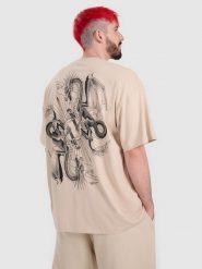 4F T-shirt oversize z nadrukiem męski 4F x Tomasz Fornal - beżowy L. Brązowe t-shirty 4F, l, z aplikacjami, z dzianiny, bez kołnierzyka, bez ramiączek. Za 119.99 zł.