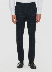 PAKO LORENTE – Granatowe garniturowe spodnie męskie. Eleganckie spodnie Pako Lorente, m, z elastanu. Za 249.99 zł.