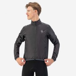 Kurtka rowerowa męska Rogelli Essential. Czarne kurtki Rogelli, m, bez wzorów, z poliesteru, bez kaptura. Za 329.00 zł.