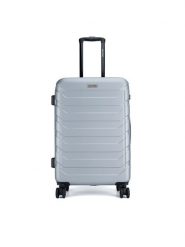 Gino Rossi Walizka średnia GIN-M-003-05-SILVER. Srebrny. Szare walizki Gino Rossi, bez wzorów, z tworzywa sztucznego, średnie. Za 279.99 zł.