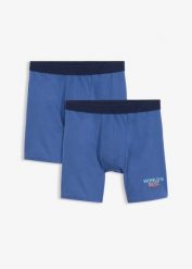Bokserki o dopasowanym fasonie (2 szt.). Niebieskie bokserki bonprix, m, bez wzorów. Za 37.98 zł.