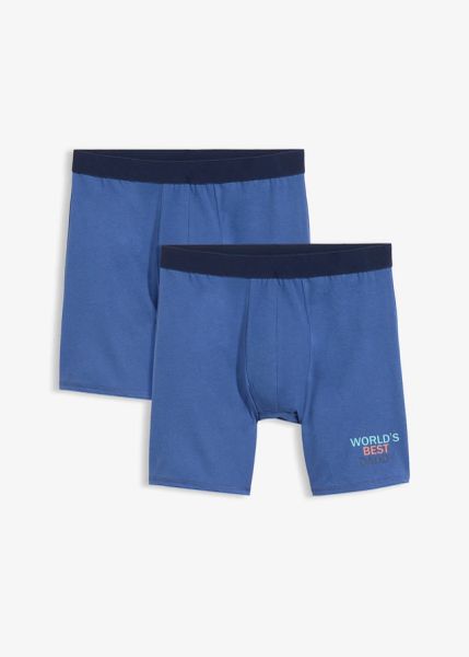 Bokserki o dopasowanym fasonie (2 szt.). Niebieskie bokserki bonprix, m, bez wzorów. Za 37.98 zł.