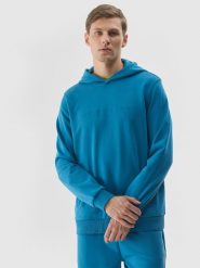 4F Bluza dresowa nierozpinana z kapturem męska - niebieska M. Niebieskie bluzy 4F, m, bez wzorów, z bawełny, z kapturem. Za 189.99 zł.