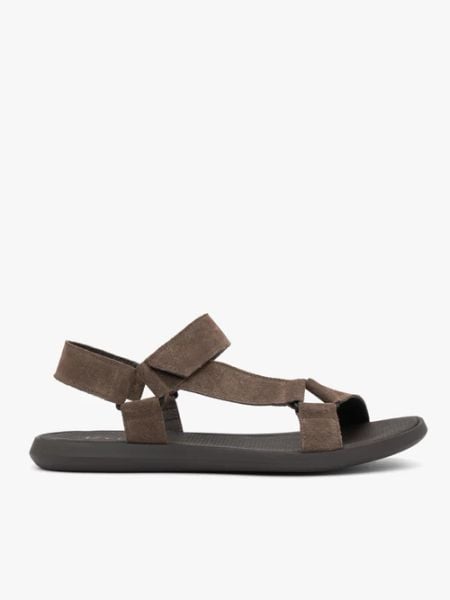 Szarobrązowe sandały na rzep. Szare sandały Ryłko, ze skóry, bez zapięcia. Za 379.99 zł.