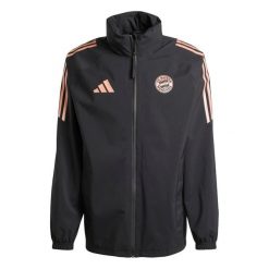 Kurtka wodoodporna Bayern Munich Tiro 2024/25. Czarne kurtki Adidas, l, bez wzorów, z materiału, bez kaptura. Za 505.65 zł.