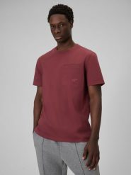 4F T-shirt regular gładki męski - burgundowy M. Czerwone t-shirty 4F, m, bez wzorów, z bawełny, bez kołnierzyka, bez ramiączek. Za 79.99 zł.