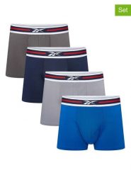 Reebok Bokserki (4 pary) w kolorze granatowym, szarym i niebieskim rozmiar: L. Niebieskie bokserki Reebok, l, bez wzorów. Za 83.03 zł.