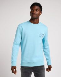 WRANGLER MĘSKA BLUZA WOBBLY LEE SWS PREPPY BLUE 112349357 L81M044970. Niebieskie bluzy Wrangler, l, bez wzorów, bez kaptura. Za 199.99 zł.