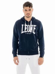 Męska bluza z kapturem zapinana na zamek i dużym logo. Niebieskie bluzy z kapturem LEONE 1947 APPAREL, m, bez wzorów, z kapturem. Za 353.64 zł.