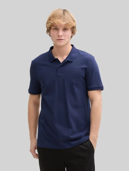 Męska Koszulka Polo Tom Tailor Basic Polo Dark Blueberry 1045587 34590. Koszulki polo Tom Tailor, l, bez wzorów, bez kołnierzyka, bez ramiączek. Za 69.99 zł.