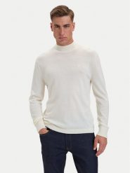 Calvin Klein Golf LV04LE309G Kremowy Regular Fit. Białe golfy CALVIN KLEIN, m, bez wzorów, z wełny, bez ramiączek. Za 529.99 zł.