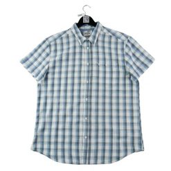 Męska klasyczna koszula w kratę. Niebieskie koszule Wrangler, l, bez wzorów, z tkaniny, bez kołnierzyka, bez ramiączek. Za 25.52 zł.