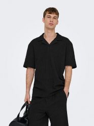 ONLY & SONS Koszulka polo "Onsaustin" w kolorze czarnym rozmiar: L. Czarne koszulki polo Only & Sons, l, bez wzorów, bez kołnierzyka, bez ramiączek. Za 83.03 zł.