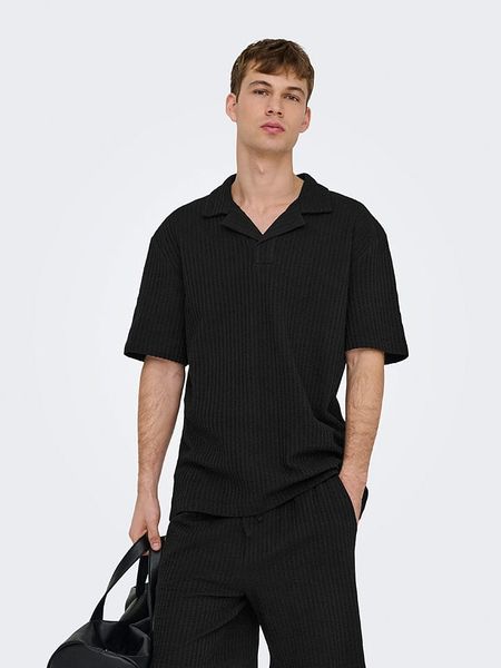 ONLY & SONS Koszulka polo "Onsaustin" w kolorze czarnym rozmiar: L. Czarne koszulki polo Only & Sons, l, bez wzorów, bez kołnierzyka, bez ramiączek. Za 83.03 zł.
