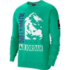 Bluza sportowa męska Nike Jordan Winter Utility. Zielone bluzy bez kaptura Nike, m, bez wzorów, bez kaptura. Za 395.00 zł.