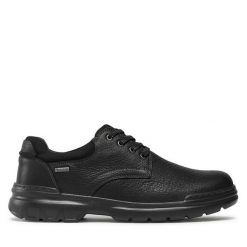 Półbuty Clarks. Czarne eleganckie półbuty Clarks, bez wzorów, z gore-texu, bez obcasa, bez zapięcia. Za 719.99 zł.