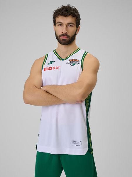 4F Koszulka meczowa replika domowa z sezonu 2025/26 męska 4F x Zastal Zielona Góra - biała XXL. Białe bezrękawniki 4F, m, bez wzorów, z materiału, bez kołnierzyka, bez ramiączek. Za 219.99 zł.