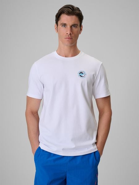4F T-shirt regular z nadrukiem męski - biały M. Białe t-shirty 4F, m, bez wzorów, z bawełny, bez kołnierzyka, bez ramiączek. W wyprzedaży za 49.99 zł.