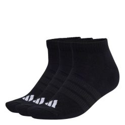 Niskie skarpety z amortyzacją Essentials — 3 pary w opakowaniu. Czarne skarpety Adidas, bez wzorów, z bawełny. Za 54.95 zł.