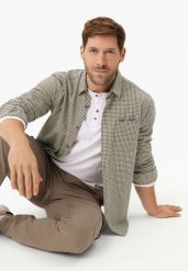 Koszula w kratę, Regular Fit, K-TIGARO. Brązowe koszule Volcano, m, bez wzorów, z bawełny, bez kołnierzyka, bez ramiączek. Za 139.99 zł.