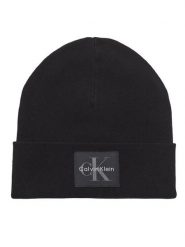 Calvin Klein Czapka Monologo LV04D8088G Czarny. Czarne czapki zimowe CALVIN KLEIN, bez wzorów, z materiału. Za 169.99 zł.