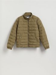 Pikowana kurtka ze stójką - jasny zielony. Zielone kurtki Reserved, l, bez wzorów, z tkaniny, bez kaptura. Za 199.99 zł.