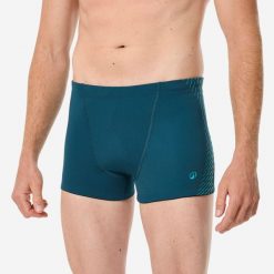 Bokserki pływackie męskie Decathlon Fiti. Niebieskie odzież kąpielowa Decathlon, m, bez wzorów, z materiału, sportowe. Za 69.99 zł.