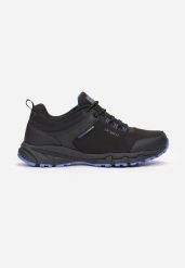 Czarno-Niebieskie Buty Sportowe Jhaerithe. Czarne buty trekkingowe Born2be, bez wzorów, przed kostkę, bez zapięcia. W wyprzedaży za 144.49 zł.