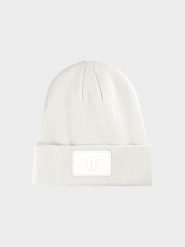 4F Czapka beanie uniseks - biała Uniwersalny. Białe czapki zimowe 4F, bez wzorów, z syntetyku. W wyprzedaży za 39.99 zł.