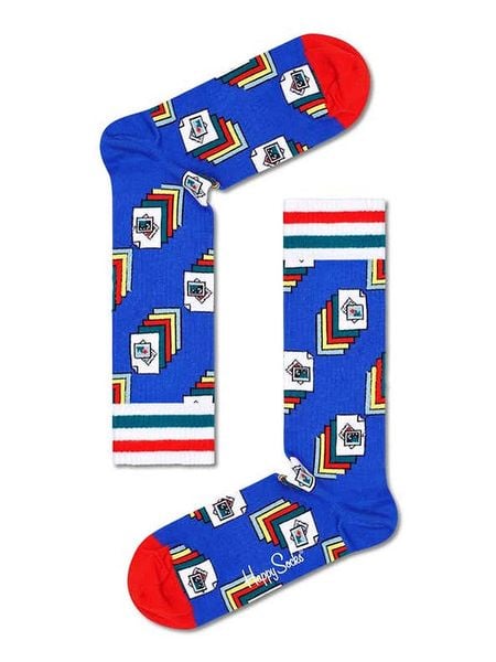 Happy Socks Skarpety "Photos" w kolorze niebiesko-biało-czerwonym rozmiar: 36-40. Białe skarpety Happy Socks, bez wzorów. Za 26.99 zł.