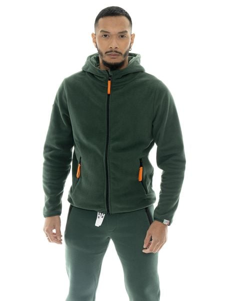 Męska bluza z kapturem z mikropolaru „Basic”. Zielone bluzy z kapturem LEONE 1947 APPAREL, m, bez wzorów, z polaru, z kapturem. Za 164.19 zł.