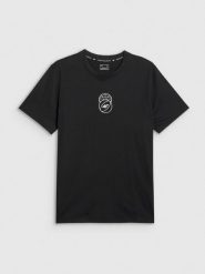 4F T-shirt regular z nadrukiem męski - czarny XXL. Czarne t-shirty 4F, m, bez wzorów, z bawełny, bez kołnierzyka, bez ramiączek. Za 59.99 zł.