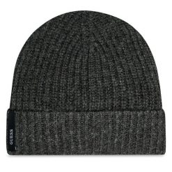 Czapka Guess. Szare czapki zimowe Guess, z aplikacjami. Za 169.99 zł.