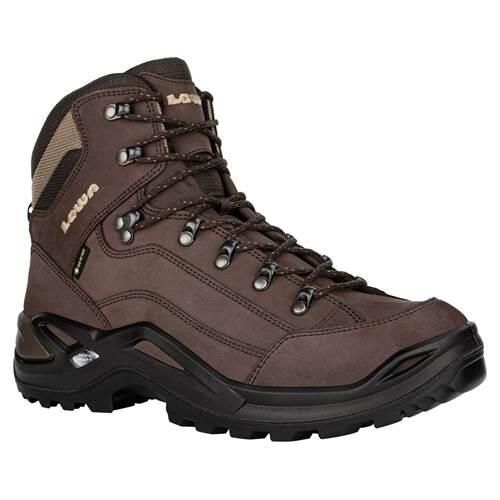 Buty trekkingowe męskie Lowa Renegade Mid Gtx. Brązowe buty trekkingowe Lowa, bez wzorów, z materiału, za kostkę, bez zapięcia. Za 793.99 zł.