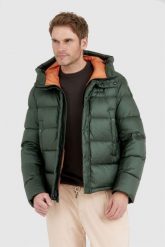 BLAUER Ciemnozielona puchowa kurtka męska TRACY z kapturem. Zielone kurtki Blauer USA, l, bez wzorów, z puchu, z kapturem. W wyprzedaży za 1,019.99 zł.
