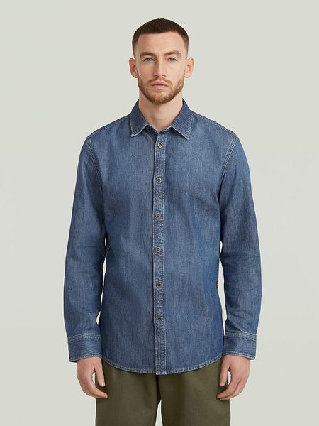 G-Star Koszula dżinsowa - Slim fit - w kolorze niebieskim rozmiar: L. Niebieskie koszule G-Star, l, bez wzorów, z bawełny, bez kołnierzyka, bez ramiączek. Za 164.02 zł.