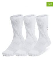 Under Armour Skarpety sportowe (3 pary) "Crew" w kolorze białym rozmiar: M. Białe skarpetki sportowe Under Armour, bez wzorów, z materiału. Za 63.80 zł.