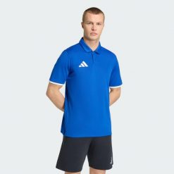 Koszulka męska adidas Entrada 26 Polo. Niebieskie koszulki polo Adidas, m, bez wzorów, z poliesteru, bez kołnierzyka, bez ramiączek, na fitness i siłownię. Za 78.99 zł.