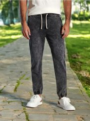 Jeansy jogger - szary. Szare joggery i bojówki Sinsay, m, bez wzorów, z jeansu. Za 59.99 zł.