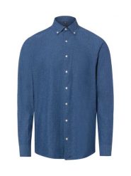 Nils Sundström koszula casual z lnem Mężczyźni Modern Fit Bawełna niebieski, M. Niebieskie koszule Nils Sundström, m, bez wzorów, z bawełny, bez kołnierzyka, bez ramiączek. Za 179.95 zł.
