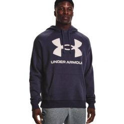 Męska Bluza Polarowa Rival. Fioletowe bluzy z kapturem Under Armour, l, bez wzorów, z bawełny, z kapturem. Za 159.00 zł.