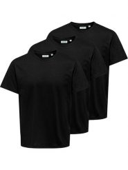 ONLY & SONS Koszulki (3 szt.) "Jeff" w kolorze czarnym rozmiar: M. Czarne bezrękawniki Only & Sons, m, bez wzorów, z bawełny, bez kołnierzyka, bez ramiączek. Za 61.60 zł.