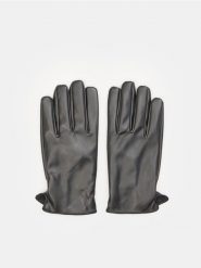 Rękawiczki - czarny. Czarne rękawiczki Sinsay, bez wzorów, ze skóry. Za 29.99 zł.