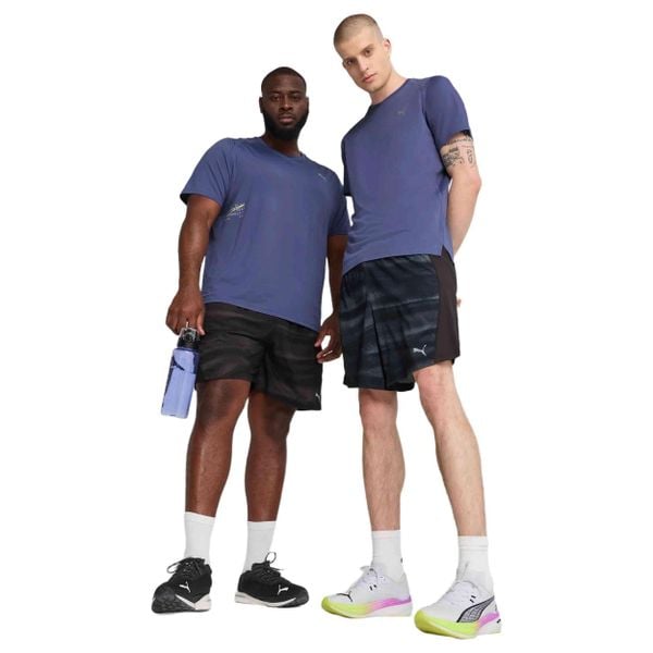 Spodenki do biegania męskie PUMA Run Velocity AOP 7". Czarne krótkie spodenki sportowe Puma, l, bez wzorów, z materiału. Za 142.95 zł.