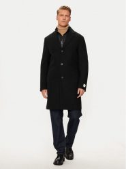 Calvin Klein Płaszcz wełniany K10K113270 Czarny Regular Fit. Czarne płaszcze CALVIN KLEIN, na zimę, m, bez wzorów, z syntetyku, bez kaptura. Za 1,899.00 zł.