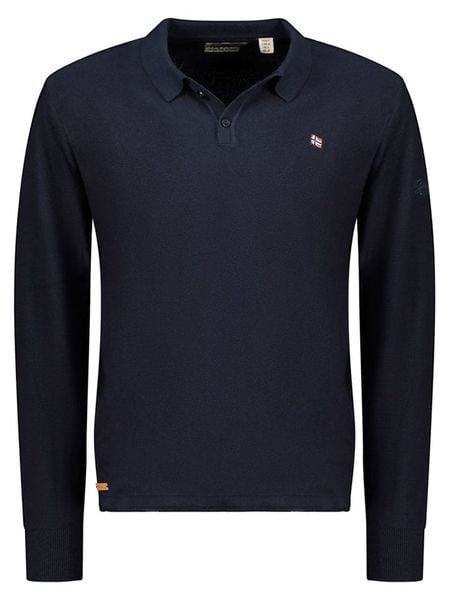 Geographical Norway Sweter "Fiji" w kolorze granatowym rozmiar: S. Niebieskie swetry nierozpinane Geographical Norway, s, bez wzorów, z bawełny, bez kołnierzyka, bez ramiączek. Za 70.08 zł.