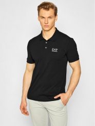EA7 Emporio Armani Polo 8NPF04 PJM5Z 1200 Czarny Regular Fit. Czarne koszulki polo EA7 Emporio Armani, l, bez wzorów, z bawełny, bez kołnierzyka, bez ramiączek. Za 99.99 zł.