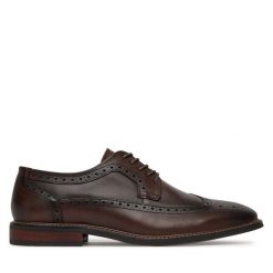 Półbuty Gino Rossi. Brązowe eleganckie półbuty Gino Rossi, bez wzorów, bez obcasa, bez zapięcia. Za 349.99 zł.
