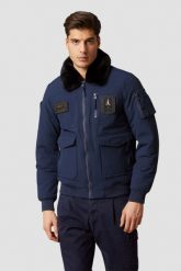 AERONAUTICA MILITARE Granatowa męska kurtka Iconic Pilot. Niebieskie kurtki Aeronautica Militare, l, bez wzorów, z poliamidu, bez kaptura. W wyprzedaży za 959.99 zł.